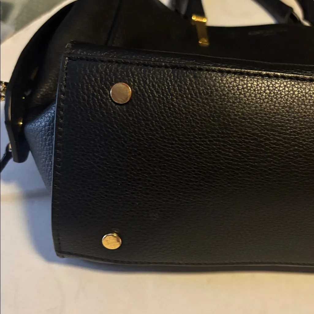 KURT GEIGER LONDON EMMA TOTE BLACK TEXTURED LEATHER HANDBAG GOLD TONED HARDWARE - Image 11