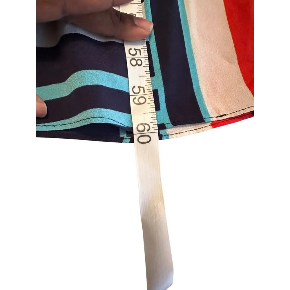 Eliza J Maxi Dress Women 12 Jersey Navy Red Geometric Flowy A-Line No SASH - Image 9