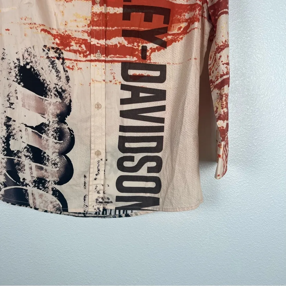 Harley Davidson Button Up Blouse‎ Sz S - Image 3