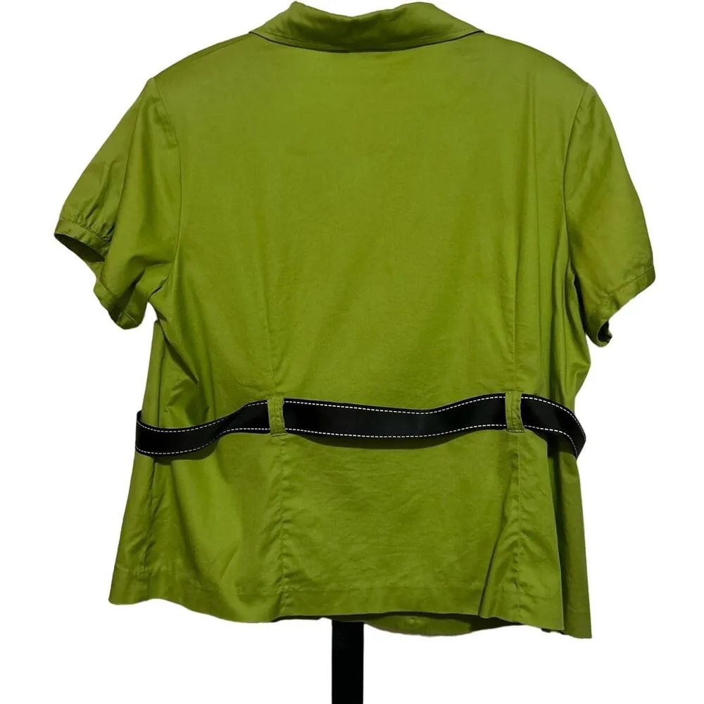 Cato Woman Short Sleeve Jacket Green Button Up & Black Tie Zip Up Skirt Size 20W - Image 3