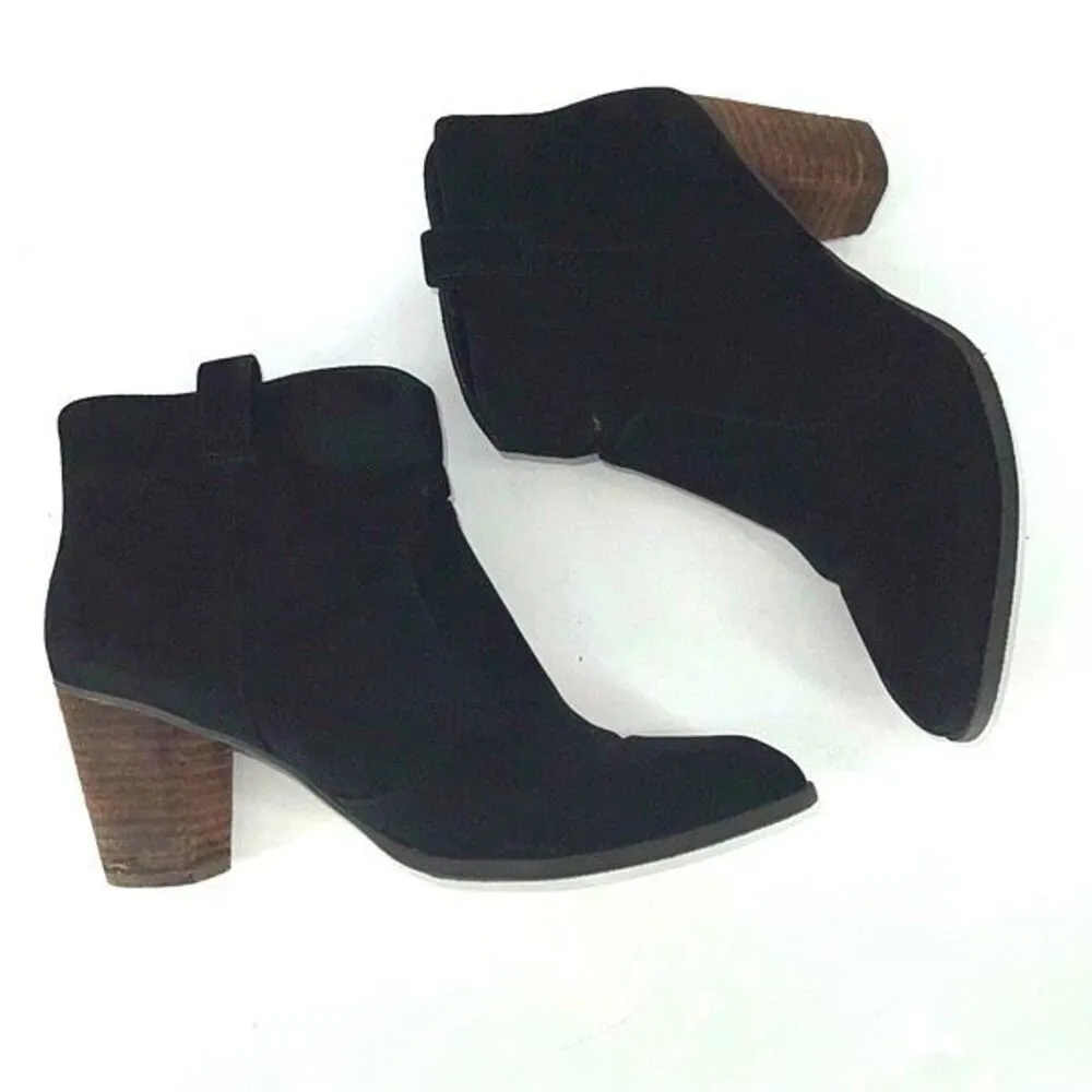 Madeline Womens Block Heel Side Zip Almond Toe Western Ankle Boots‎ Black Size 9 - Image 2