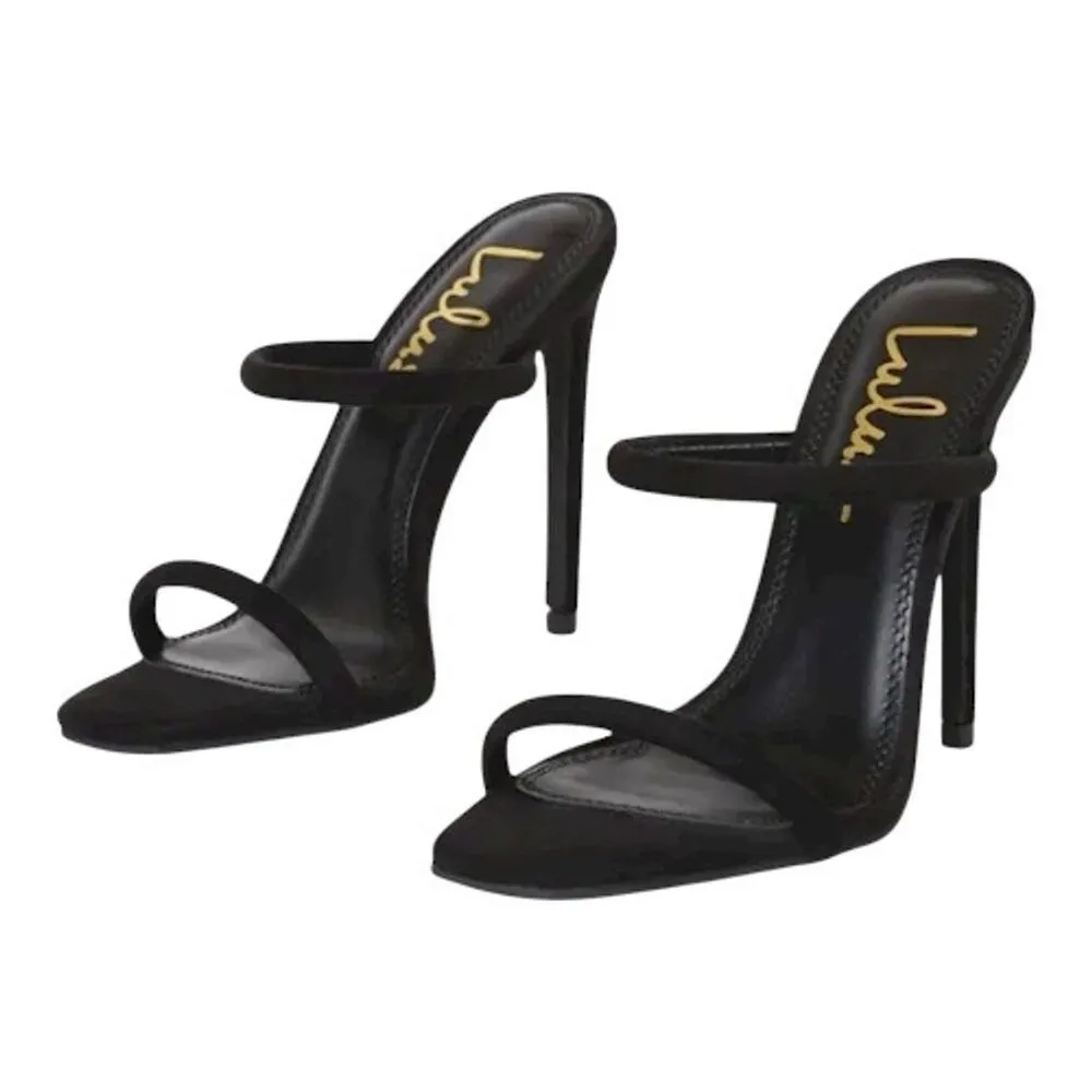 Lulus Women's theyaa Black Strappy High Heel Sandals Size 7.5 Formal - Image 2