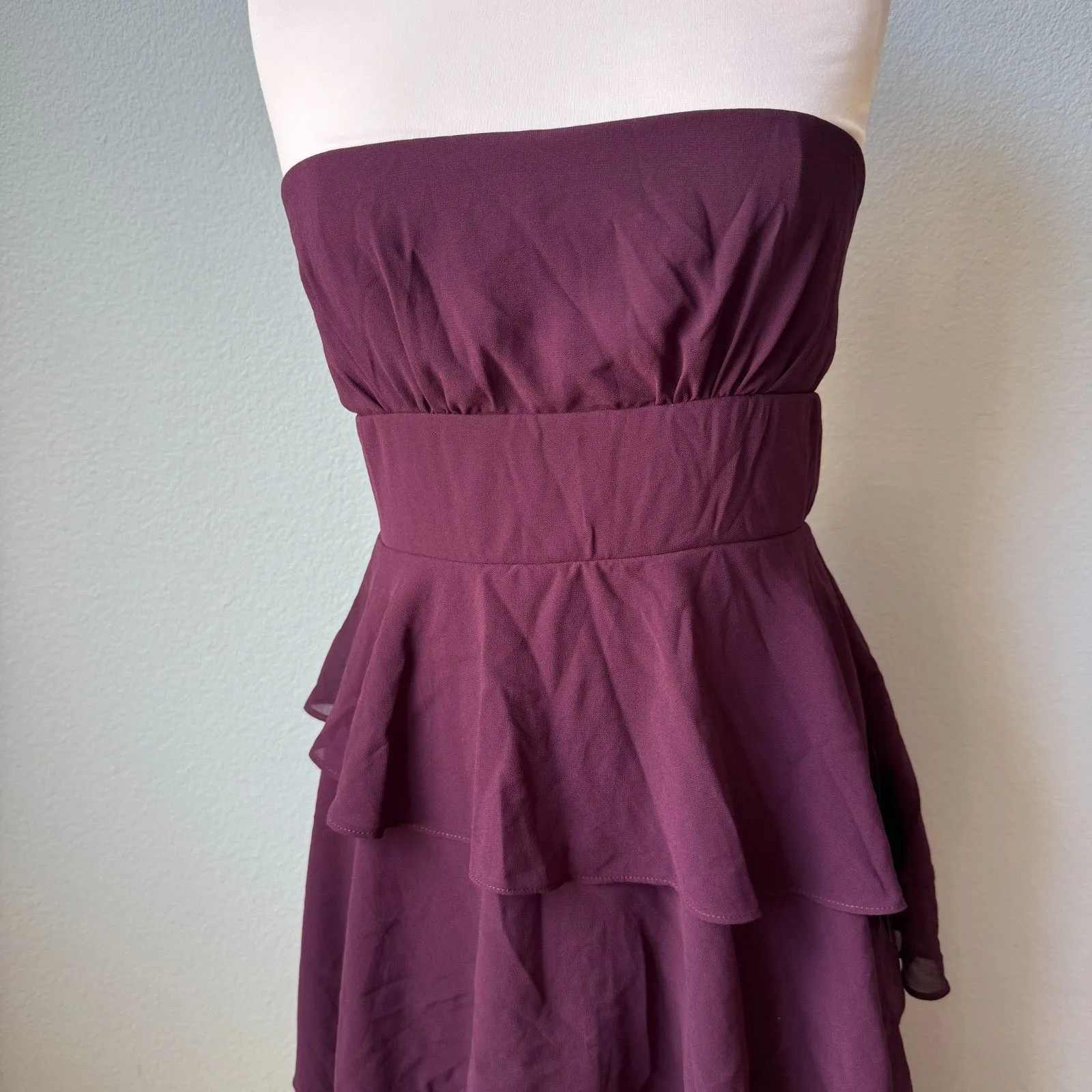 Lulus Gorgeous Essence Dark Purple Strapless Tiered Maxi Dress Size Medium - Image 9