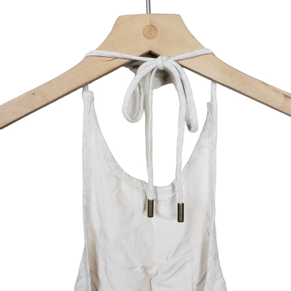 Sovere Womens Small Retold Hankey Hem Linen Blend Halter Top Tan NEW - Image 5