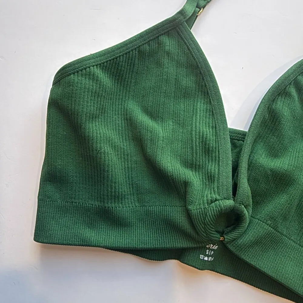 NWT  V-Neck Cutout Bralette Bra Pullover Green Size Small S NEW - Image 2