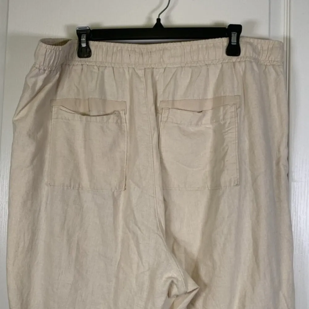 Madewell Cream Tan Hemp Cotton Blend Joggers Casual Pants Size XXL EUC #2878 - Image 3