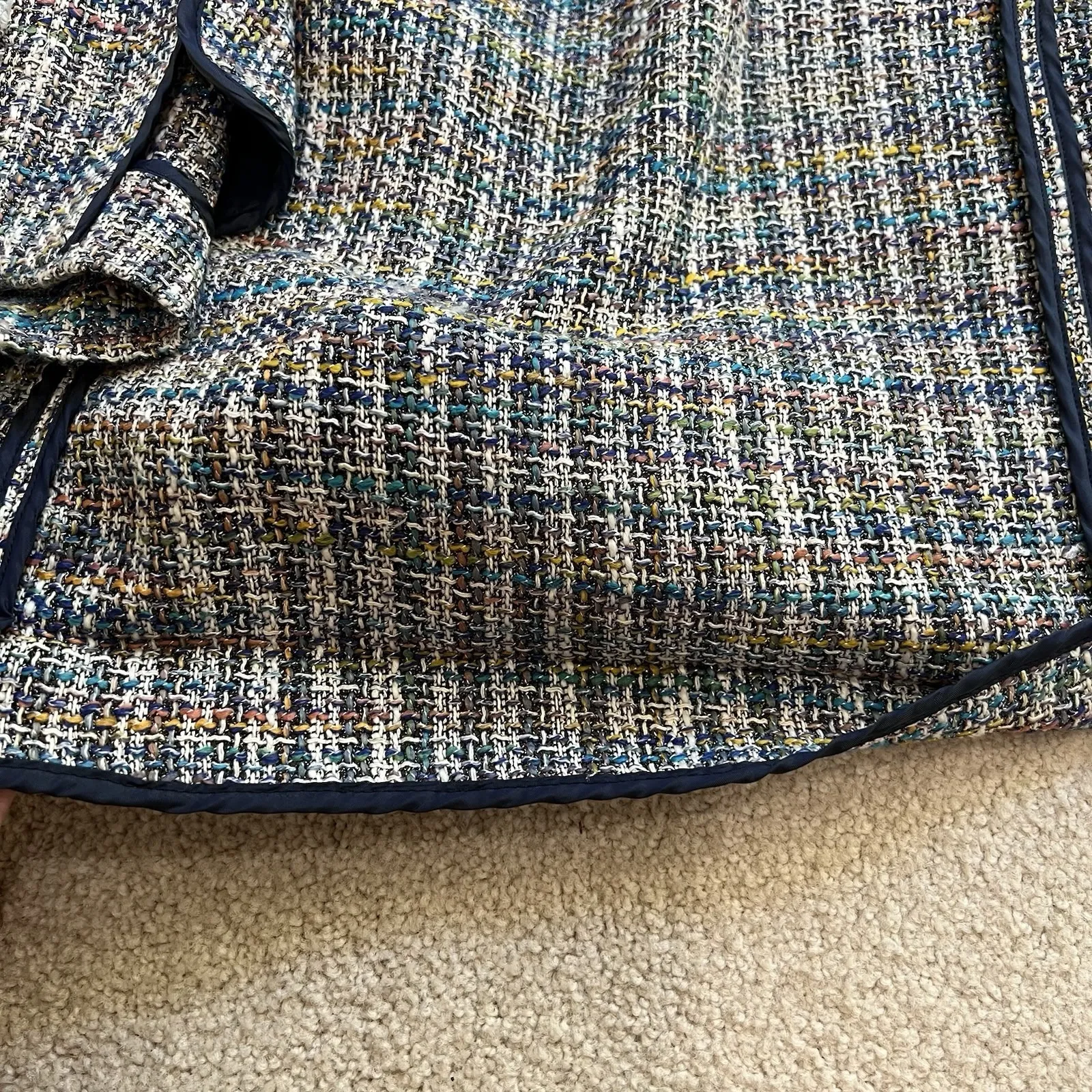 Violeta By‎ Mango Women's Tweed Jacket Size Large Blazer Fringe Old Money - Image 9