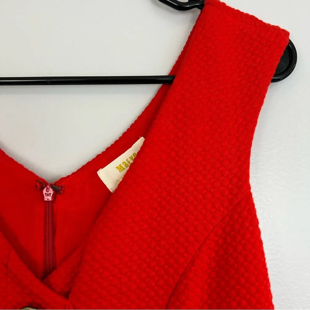 Maeve Red Quilted Button Front Sleeveless Sheath/Pencil Dress Size Small - Image 5