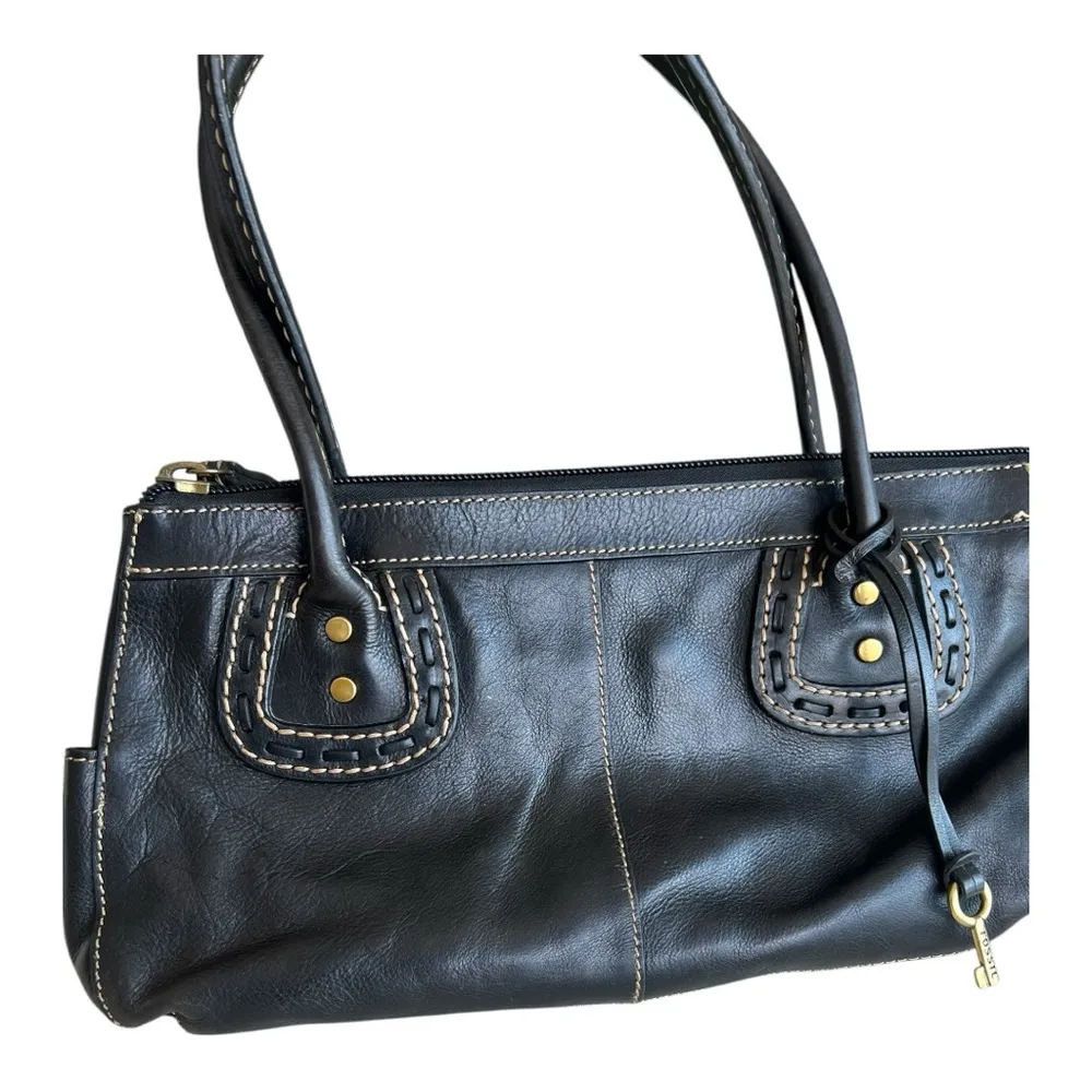 Fossil 1954 Montana Black Leather Satchel Shoulder Bag 75082 - Image 9