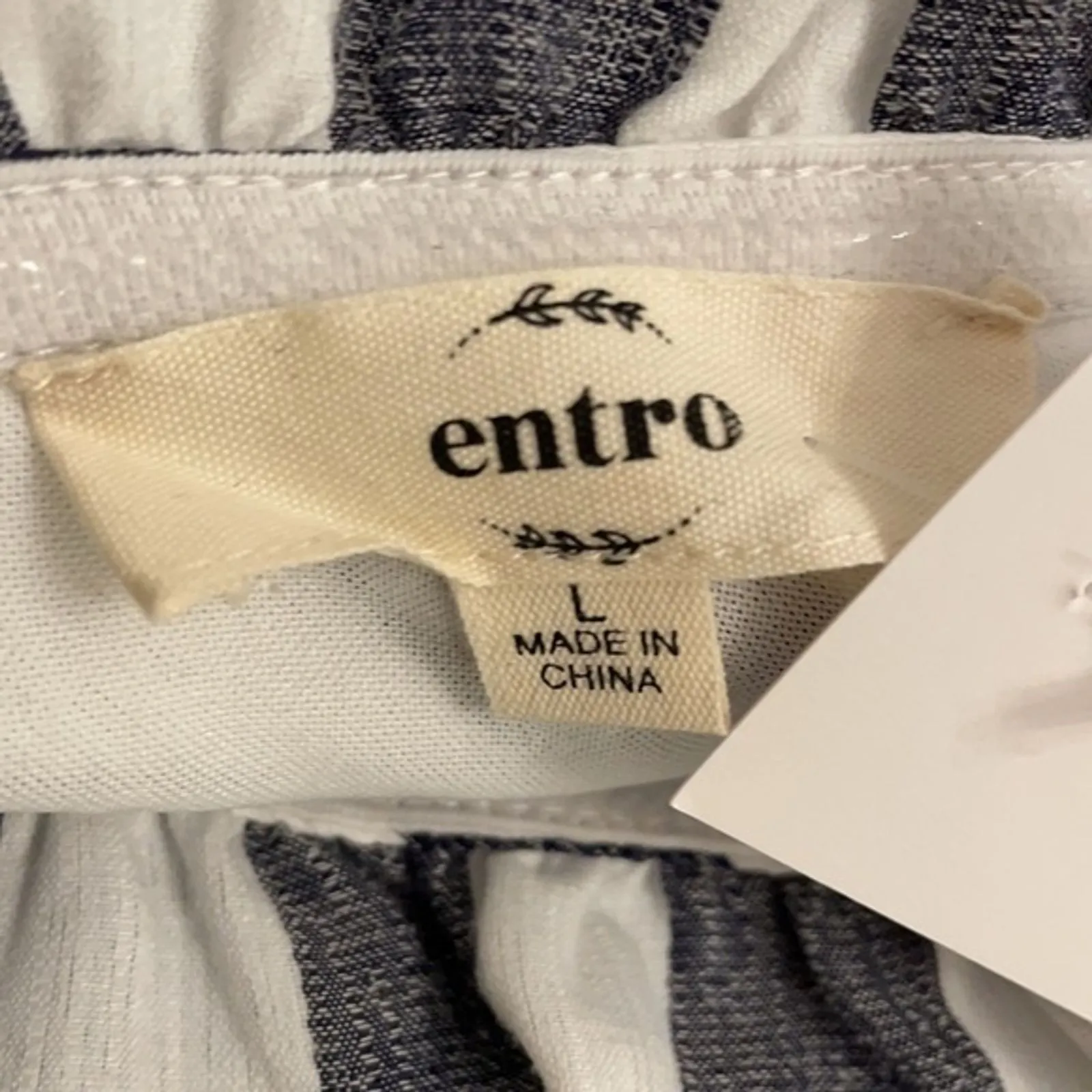 Entro Blue Mini Dress Women's Size L One Shoulder Ruffled Striped NEW - Image 2