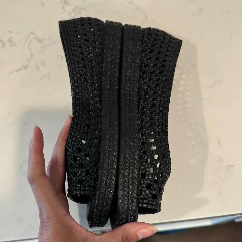 MELISSA JASON WU CAMILLA WOVEN BLACK JELLY OPEN TOE FLATS SHOES summer size 7 - Image 5