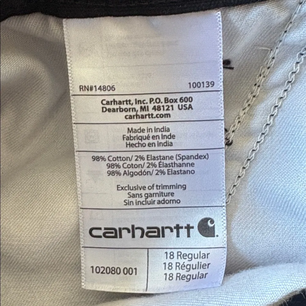 Carhartt Crawford Carpenter Black Cargo Pants Size 18 - Image 8