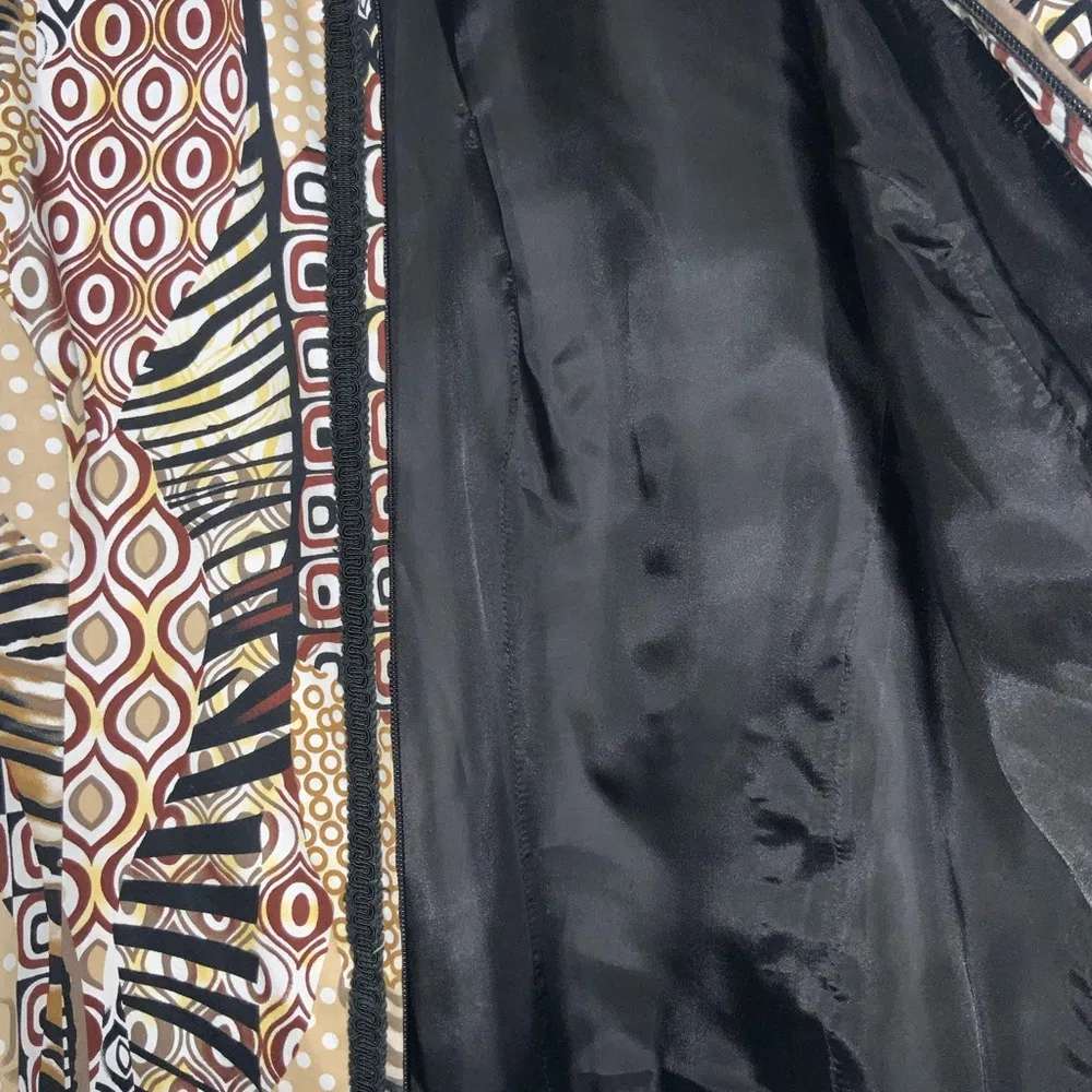 Vintage 80’s Giancarlo Ferrari Black Tan Animal Geometric Print Zip Up Jacket L Size L - Image 9