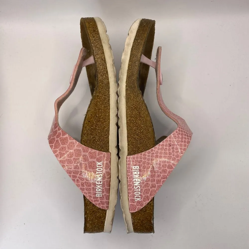 Birkenstock Gizeh Thong Sandals Size 39‎ W8 Pink Snakeskin Comfort Footwear - Image 9