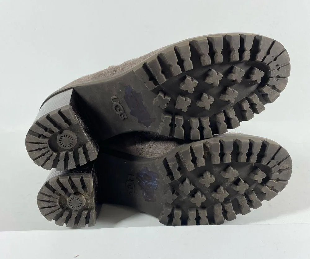 UGG Hazel Suede Leather Waterproof Lug Sole Booties Block Heel Boots size 7.5 - Image 6