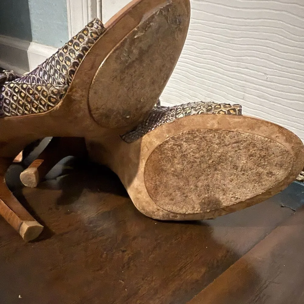 Derek Lam Snake Skin Leather‎ Strappy Ombre Heels Size 8 - Image 9