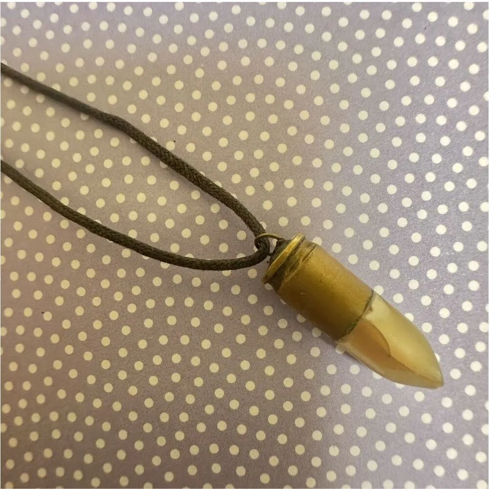 Rustic Bullet Casing Pendant with Horn Tip on cord - Image 7