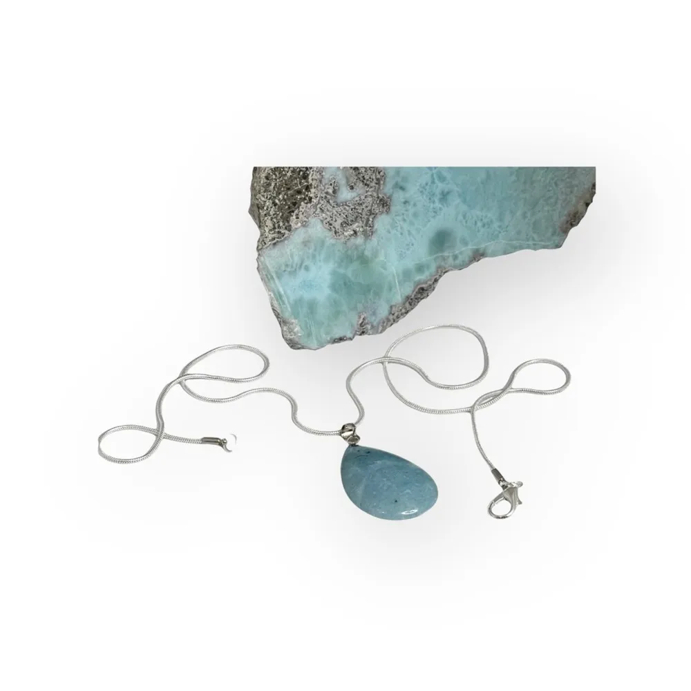 new Larimar ☀︎︎ Crystal Briolette Teardrop Stone Necklace ☀︎︎ Sterling Silver - Image 11