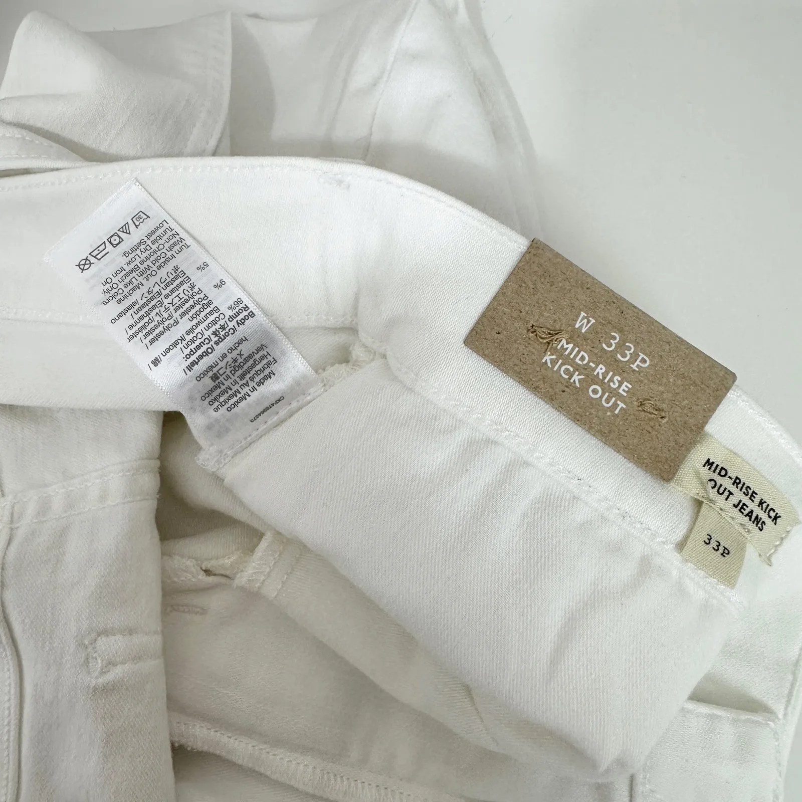 Madewell Petite Kick Out Crop Jeans Pure White Stretch Mid Rise Flare US 33P NWT - Image 12