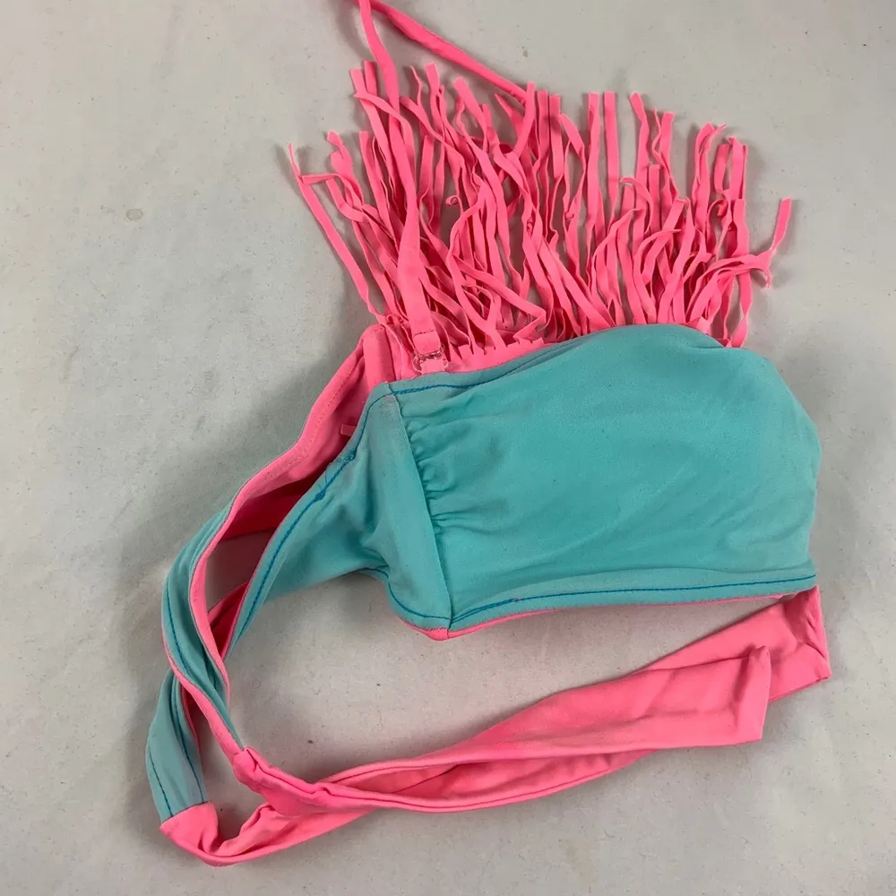 M/L Tassel Pink Fringe Swimsuit Bralette Top - Image 3
