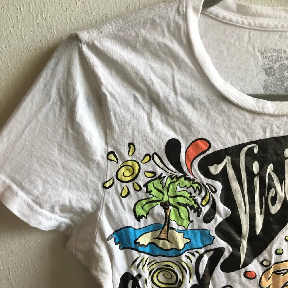 Margaritaville Tee White Short Sleeve “Visions of Good Times” Screenprint M GUC Size M - Image 7