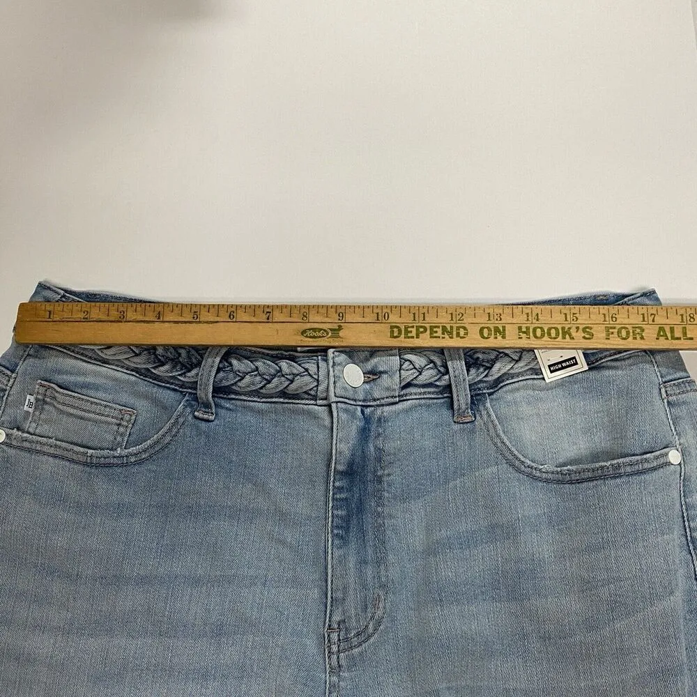 Judy Blue NWT Denim Jean Shorts Women's 2XL High Rise Medium Light Wash Raw Hem - Image 10