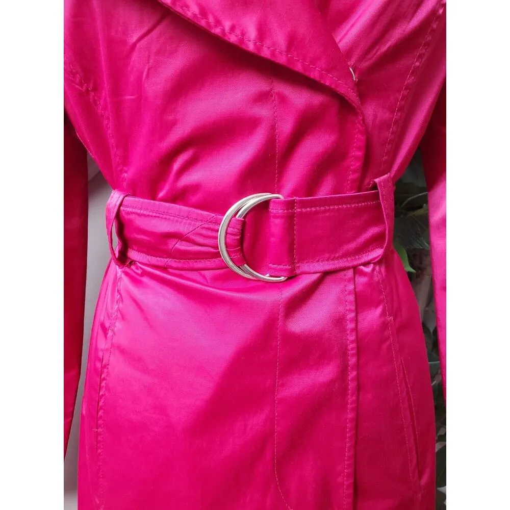 Mossimo Womens Pink Polyester Notch Collar Long Sleeve Belted Coat Jacket Small - Image 3