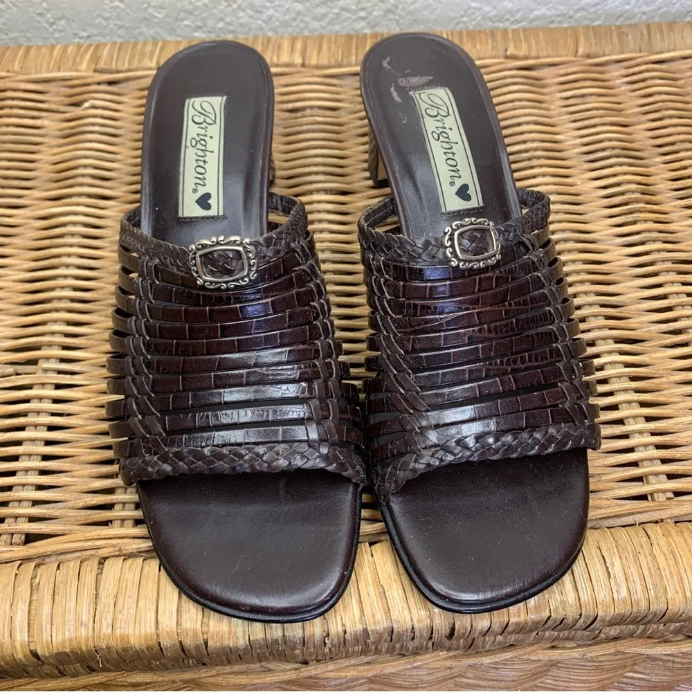 Brighton Freddi Leather Strappy Heeled Mule Size - Image 2