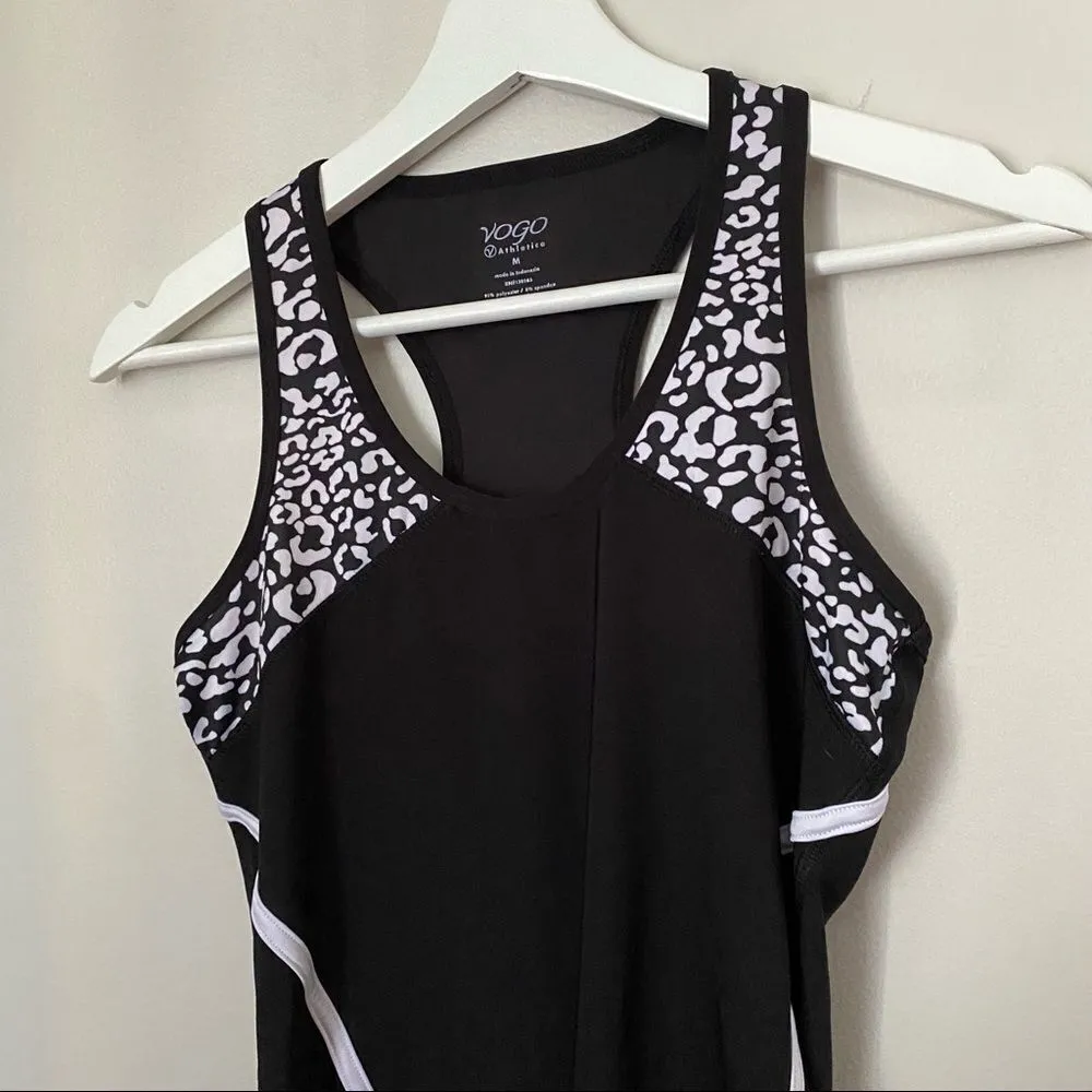 Vogo Athletica Tank Top Black White Pattern Leopard Athleisure Workout Neutral Size M - Image 4