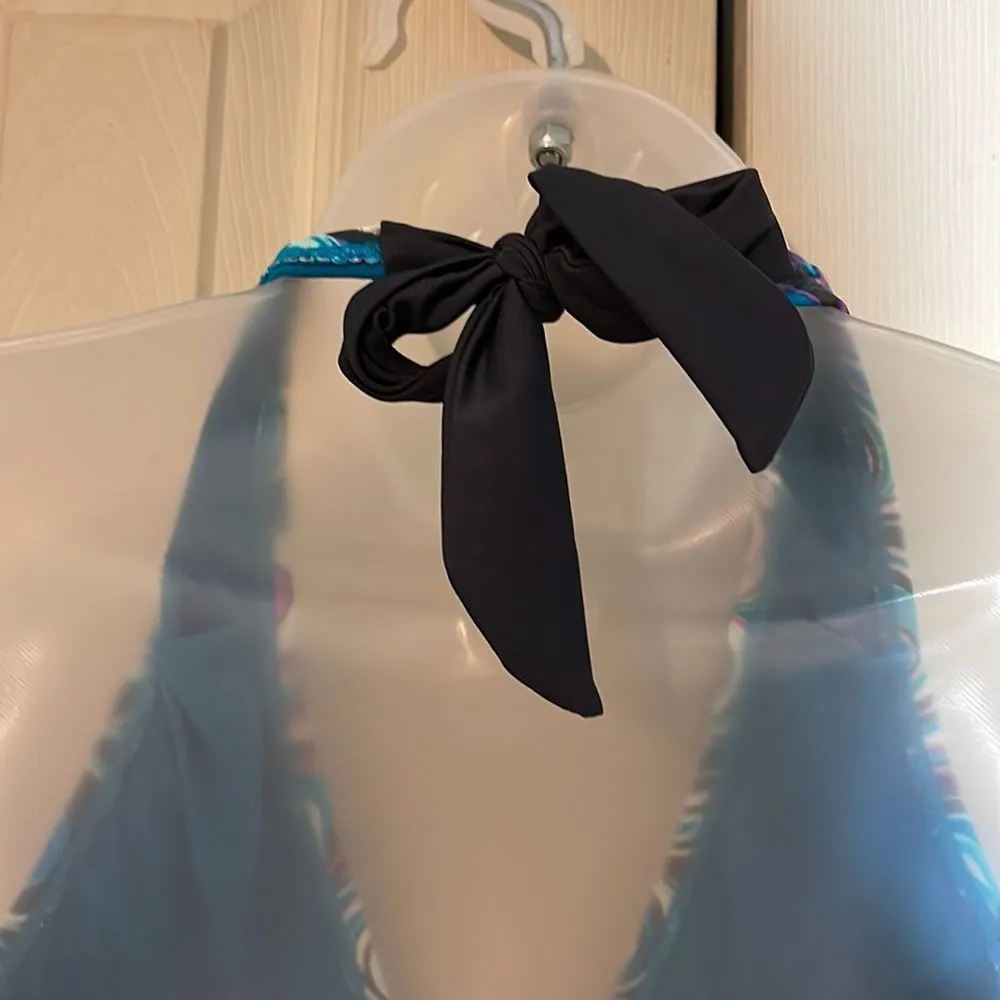 Free Country Womens Tankini Swim Top Halter Tie Multicolor Swirl Pattern Medium - Image 12