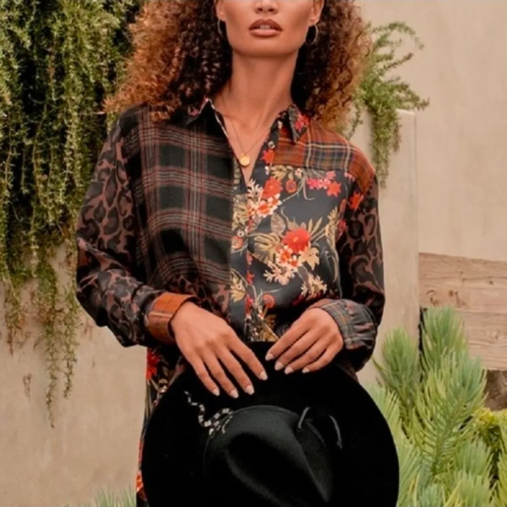 Johnny Was Workshop Mixed Media Oversized Blouse - Image 4