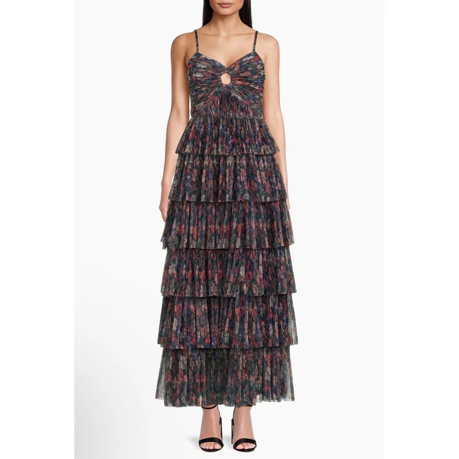 Hutch Rosey Floral Tiered Gown Navy Multi Size 4 NWT Blue - Image 2