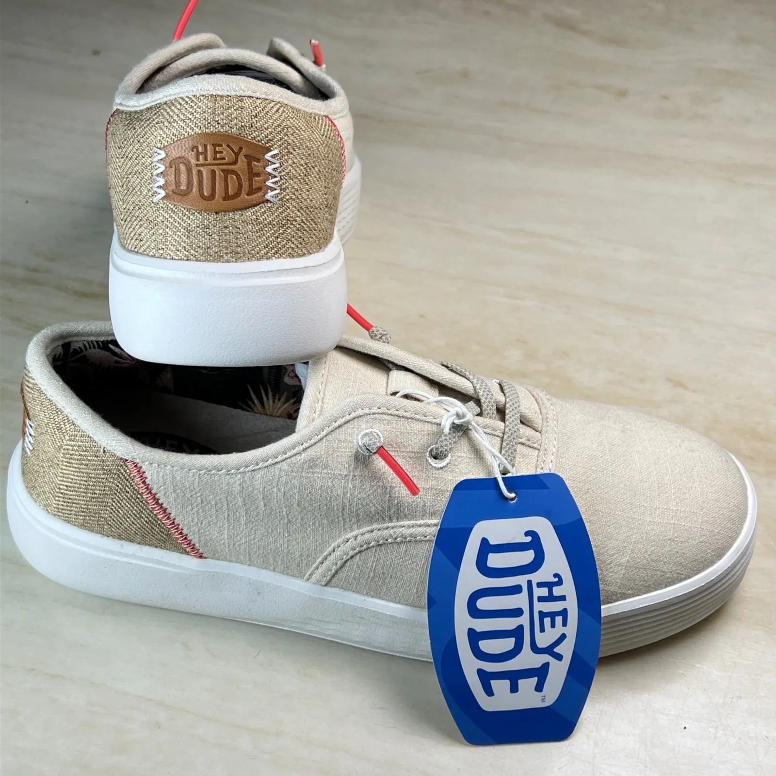 Hey Dude Conway W Craft White Canvas Lace Up Sneakers Women US 8 EU 39 - Image 4