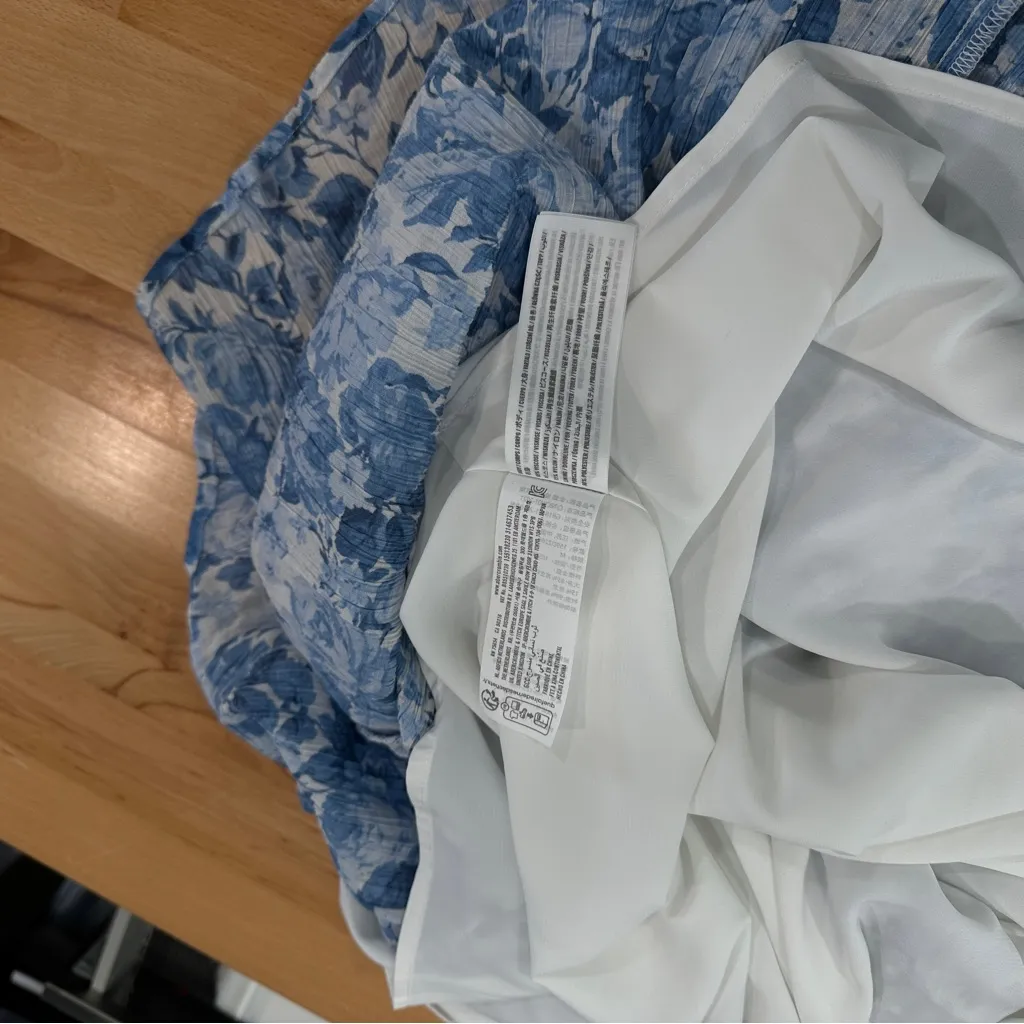 Abercrombie & Fitch Front Tie Maxi Slip Dress Light Blue Floral Women's Medium - Image 7