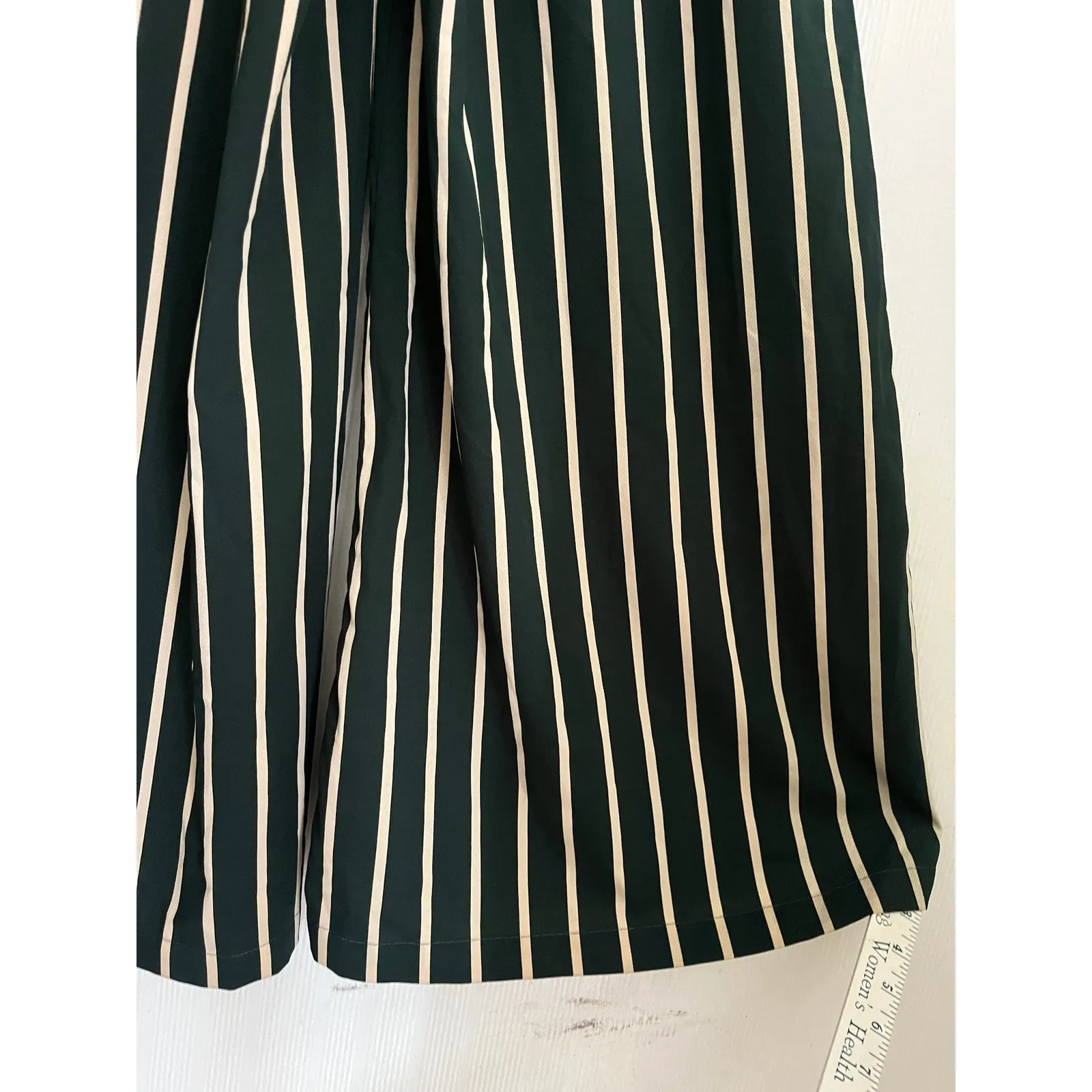 Striped Wide Leg Palazzo Pants, Green & Cream Vertical Stripes, Flowy - Image 9