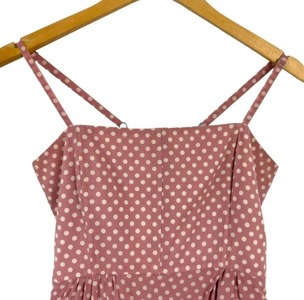 Alice + Olivia Polka Dot Tiered Chiffon Silk Dress Dusty Pink Barbiecore Sz 8 - Image 2