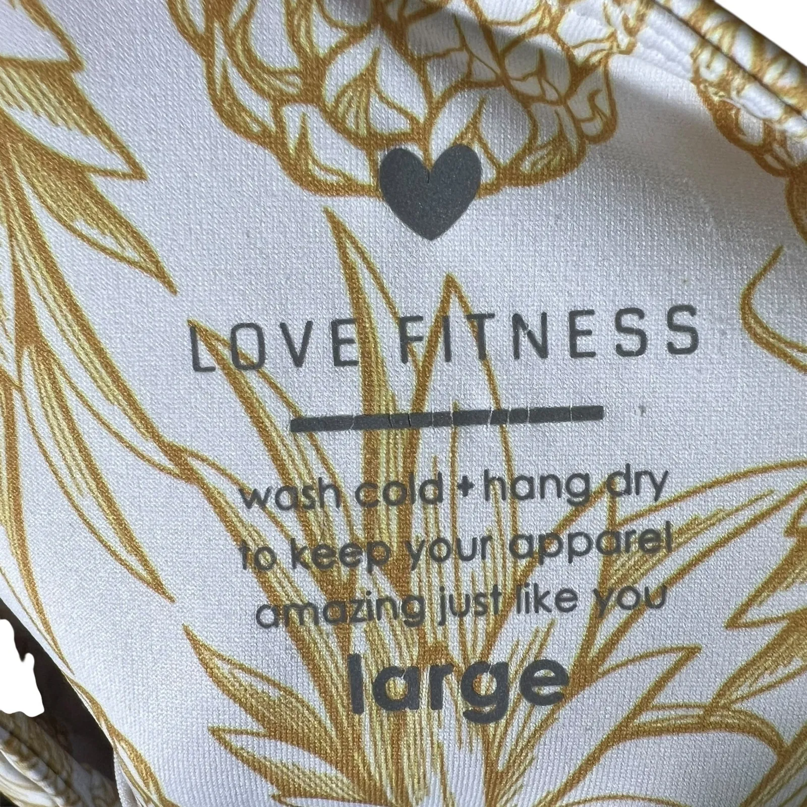 Love Fitness Pineapple Runner Shorts White Gold Size L Workout Athleisure Ftm Size L - Image 6