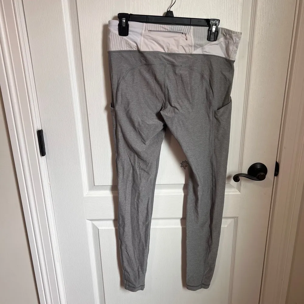 Lululemon Women Mid Rise Full Length Run Train Leggings Hip Pockets Size Gray 10 - Image 6