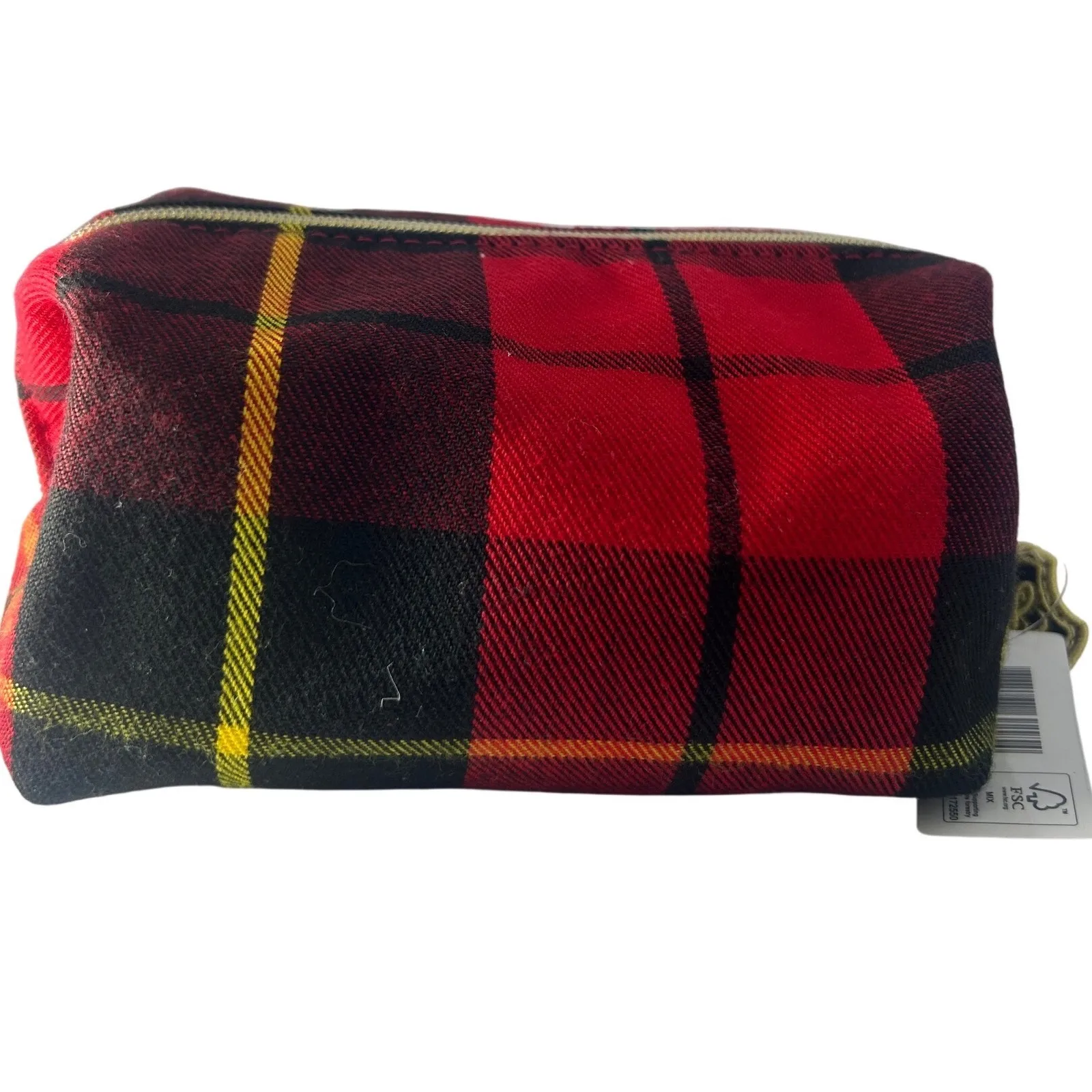Estee Lauder Red Plaid Cosmetic Bag Pouch Zippered Makeup Travel Pouch - Image 2