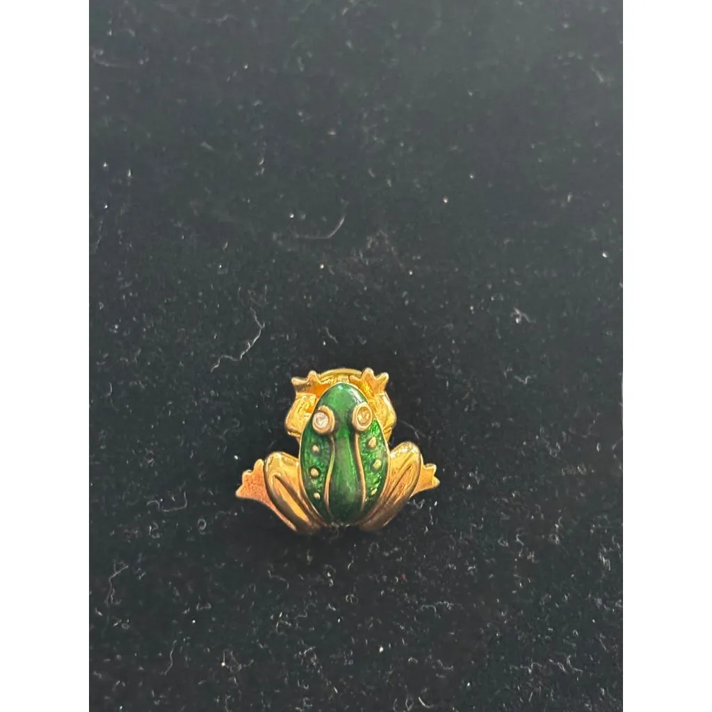 Vintage AVON Frog Brooch Pin Gold Tone & Green Enamel - Image 5