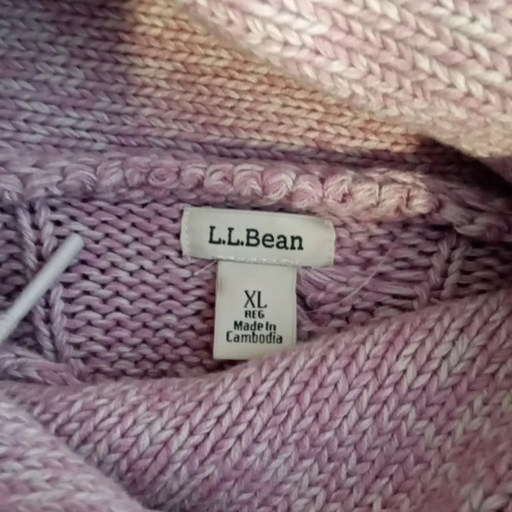 L.L. Bean Vintage Purple Pink Cable Knit Turtleneck Sweater Chunky Womens XL - Image 4