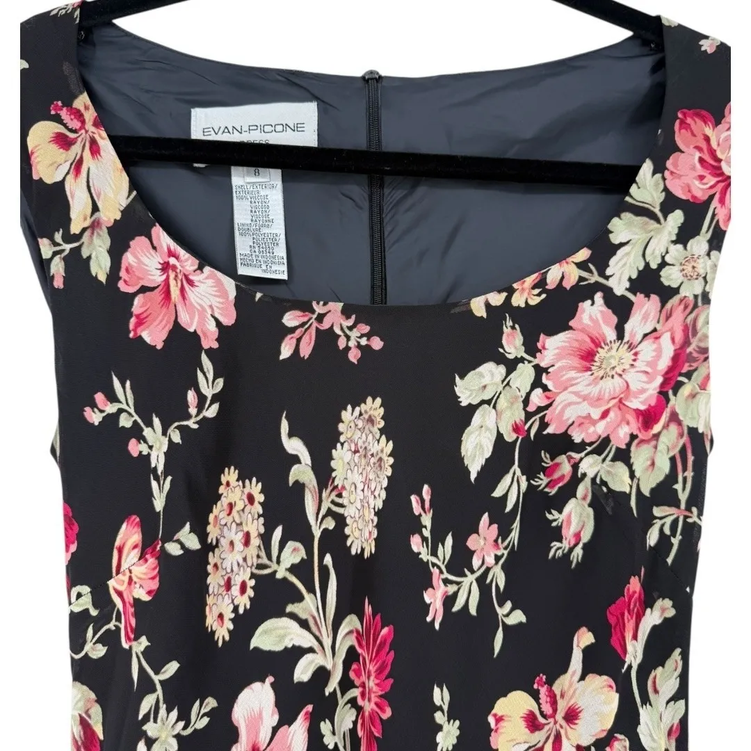 Evan Picone Sleeveless Floral Midi Dress Size 8 Feminine Romantic‎ Fairy Vintage - Image 5