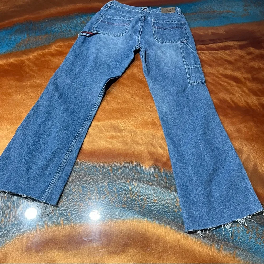 Vintage Y2K Tommy Hilfiger Distressed Cargo Jeans raw hem size 3 Juniors - Image 7