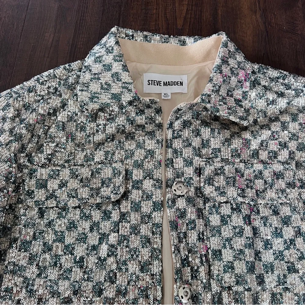 STEVE MADDEN checker sequin shirt jacket - Image 2