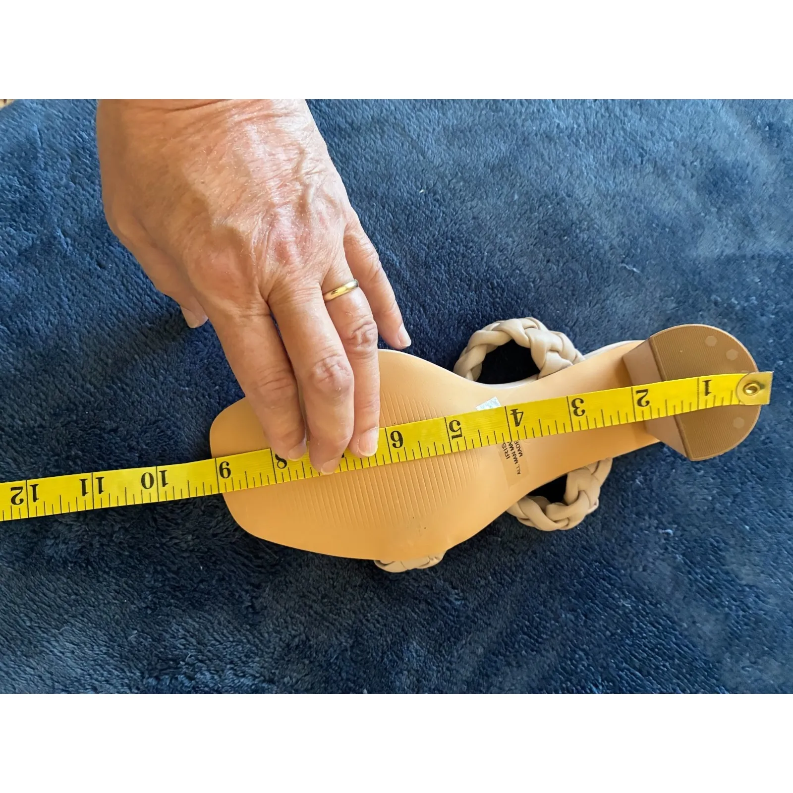 DUNES NY Iris Double Strap Braided Memory Foam Slide Sandal‎ Heels Size 8 Ivory - Image 8