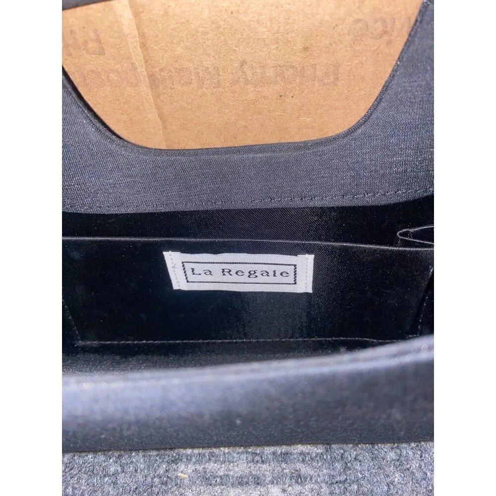 La Regale Black Fabric Evening Bag with Rope Strap Made in China 10 Inches - Image 5