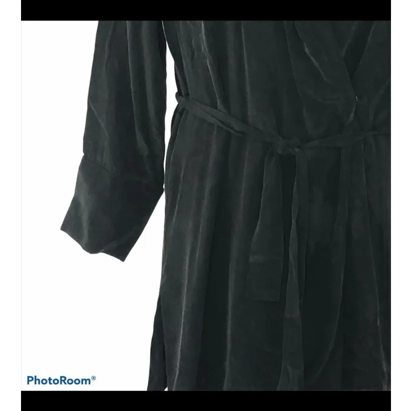 H&M Black V-Neck Wrap Dress Lightweight 3/4 Sleeve Size 2 - Image 7