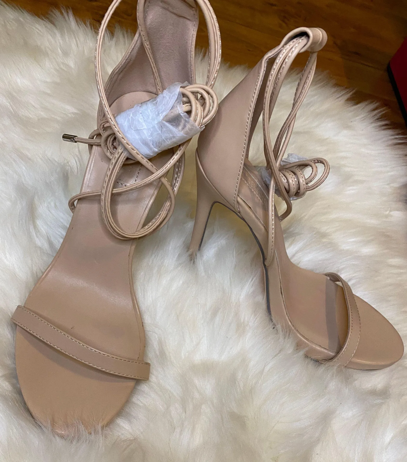 Nude Lace Up Heels Tan Size 8.5 - Image 4