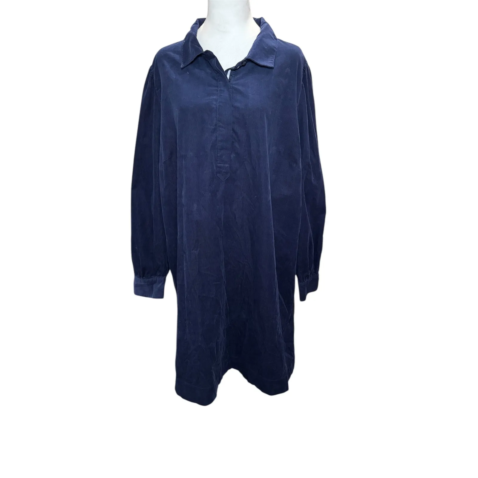 Vineyard Vines NWT Nautical Navy Blue Corduroy Popover Shirt Dress 2X Plus $168 - Image 4