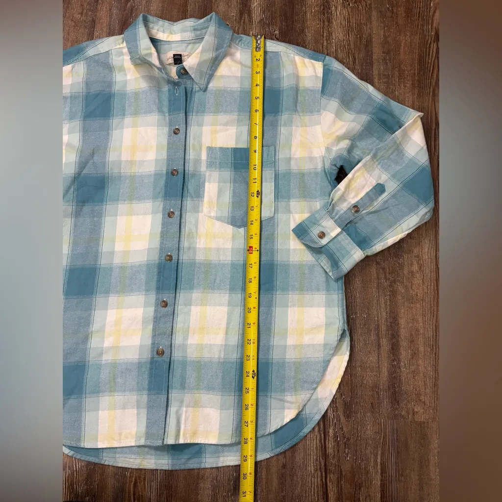 NWT Universal Thread Oversized Plaid Flannel Blue White Button-down Shirt M - Image 8